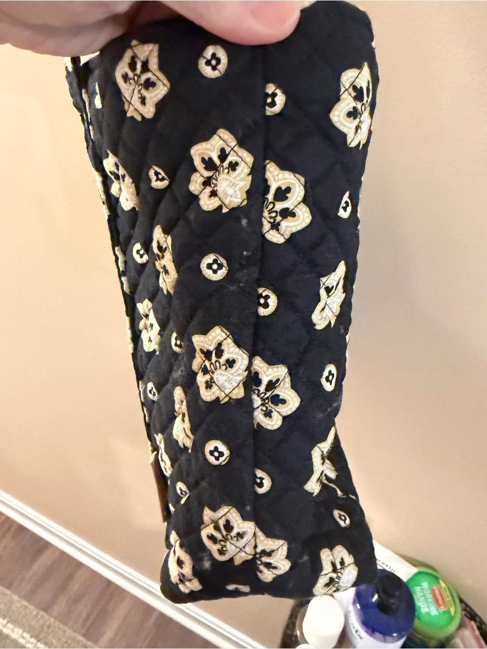 Vera Bradley New Orleans Saints Quilted Black Floral Tote Bag